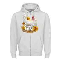 Dove Grey Perched Chicken With Sunflowers Zipper Hoodie - LillyAllenDesigns