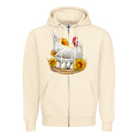 Sandshell Perched Chicken With Sunflowers Zipper Hoodie - LillyAllenDesigns