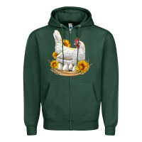 Sports Green Perched Chicken With Sunflowers Zipper Hoodie - LillyAllenDesigns