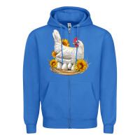 True Royal Perched Chicken With Sunflowers Zipper Hoodie - LillyAllenDesigns
