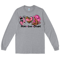 Heather Grey peace love  cowgirl Long Sleeve Tee - AdoDesignShop