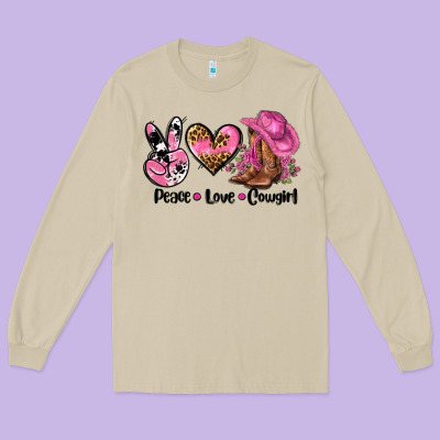 Peace Love  Cowgirl Long Sleeve Tee Designed By Adodesignshop