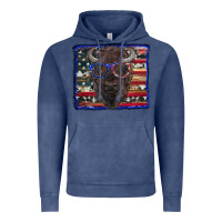 Vintage Denim bison with american flag and glasses Vintage Hoodie - RanaPortraitStore