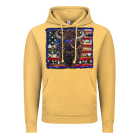 Vintage Mustard bison with american flag and glasses Vintage Hoodie - RanaPortraitStore