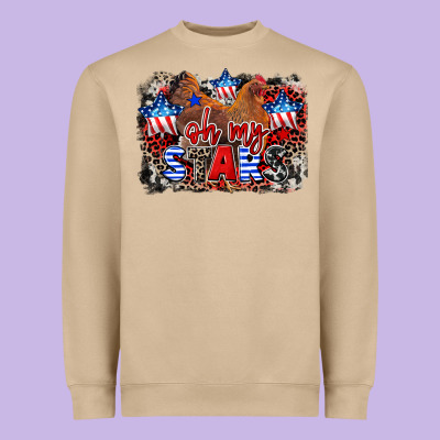 Oh My Stars Chicken 4th Of July Heavyweight Sweatshirt Designed By Cowgirlartshop