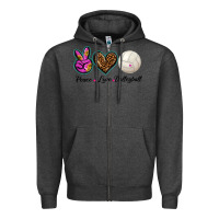 Charcoal Heather peace love volleyball Zipper Hoodie - BarkalooDesign