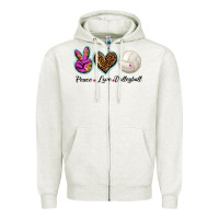 Oatmeal Heather peace love volleyball Zipper Hoodie - BarkalooDesign