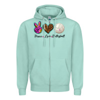 Seafoam peace love volleyball Zipper Hoodie - BarkalooDesign