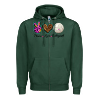 Sports Green peace love volleyball Zipper Hoodie - BarkalooDesign