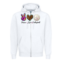 White peace love volleyball Zipper Hoodie - BarkalooDesign