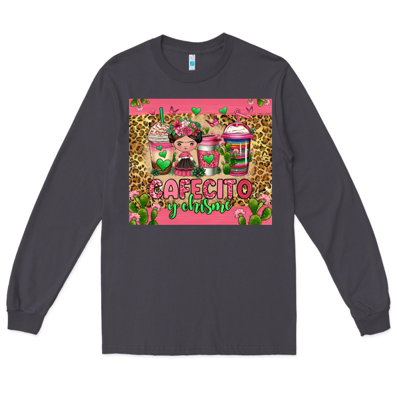 Cafecito Y Chisme Coffee Cups Long Sleeve Tee by Jasminsmagicworld | Teevron