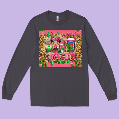 Cafecito Y Chisme Coffee Cups Long Sleeve Tee Designed By Jasminsmagicworld
