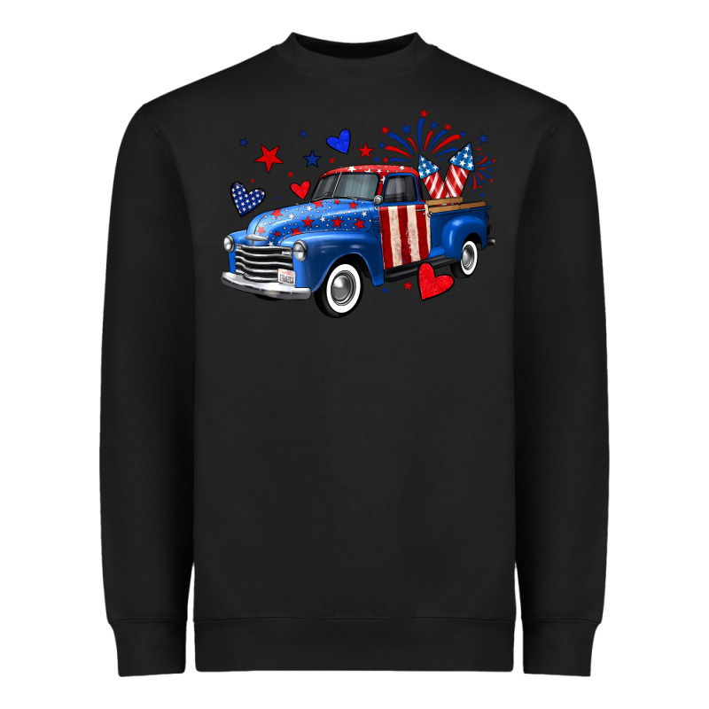 4th Of July American Flag Truck Heavyweight Sweatshirt by Neo Western | Teevron