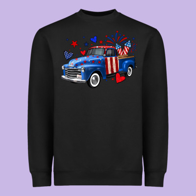 4th Of July American Flag Truck Heavyweight Sweatshirt Designed By Neo Western