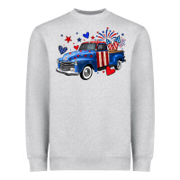 Heather Grey 4th of July American flag truck Heavyweight Sweatshirt - Neo Western