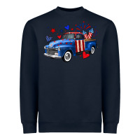 Navy 4th of July American flag truck Heavyweight Sweatshirt - Neo Western