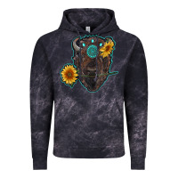 Cloud Black bison head with sunflowers and gemstone Vintage Hoodie - RanaPortraitStore