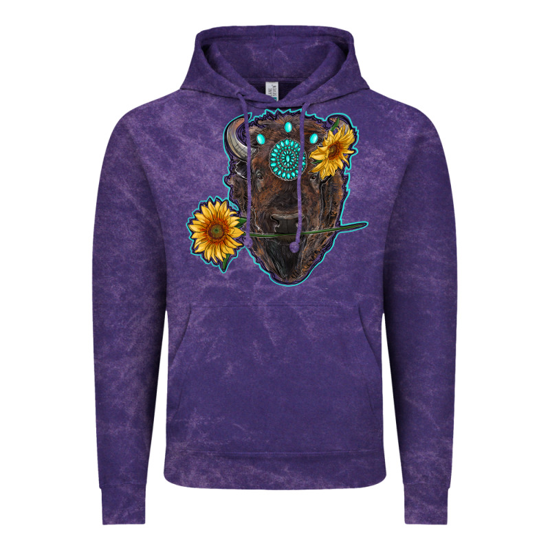 Bison Head With Sunflowers And Gemstone Vintage Hoodie by RanaPortraitStore | Teevron