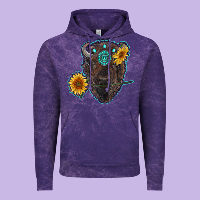Bison Head With Sunflowers And Gemstone Vintage Hoodie Designed By Ranaportraitstore