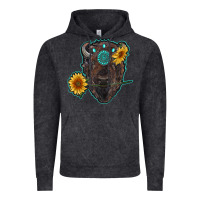 Vintage Black bison head with sunflowers and gemstone Vintage Hoodie - RanaPortraitStore