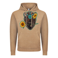 Vintage Coffee bison head with sunflowers and gemstone Vintage Hoodie - RanaPortraitStore