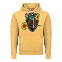 Vintage Mustard bison head with sunflowers and gemstone Vintage Hoodie - RanaPortraitStore