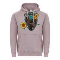 Vintage Zinc bison head with sunflowers and gemstone Vintage Hoodie - RanaPortraitStore