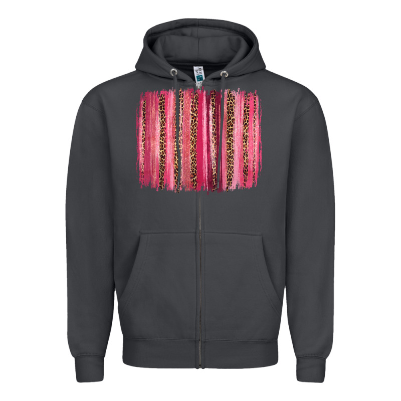 Valentines Day Leopard Glitter Brushstroke Zipper Hoodie by Jasminsmagicworld | Teevron