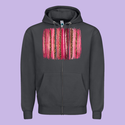 Valentines Day Leopard Glitter Brushstroke Zipper Hoodie Designed By Jasminsmagicworld