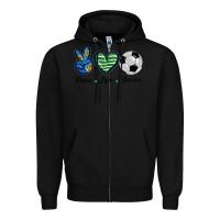 Black peace love soccer Zipper Hoodie - BarkalooDesign
