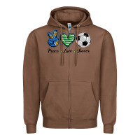 Chestnut peace love soccer Zipper Hoodie - BarkalooDesign