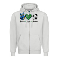 Dove Grey peace love soccer Zipper Hoodie - BarkalooDesign
