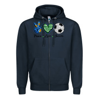 Navy peace love soccer Zipper Hoodie - BarkalooDesign