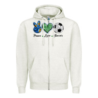Oatmeal Heather peace love soccer Zipper Hoodie - BarkalooDesign