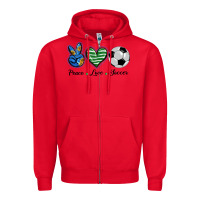Red peace love soccer Zipper Hoodie - BarkalooDesign
