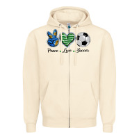 Sandshell peace love soccer Zipper Hoodie - BarkalooDesign