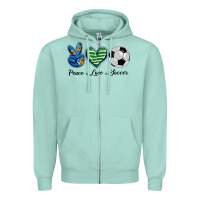 Seafoam peace love soccer Zipper Hoodie - BarkalooDesign