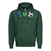 Sports Green peace love soccer Zipper Hoodie - BarkalooDesign