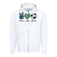White peace love soccer Zipper Hoodie - BarkalooDesign
