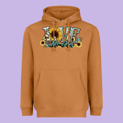 Love Like Jesus Sunflowers Heavyweight Hoodie Designed By Nancycooperartshop