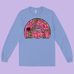 Pumpkin Ribbon Rainbow Long Sleeve Tee Designed By Jahusdesignshop