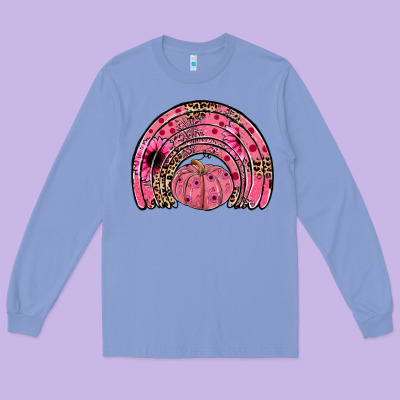 Pumpkin Ribbon Rainbow Long Sleeve Tee Designed By Jahusdesignshop