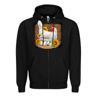 Black perched chicken with sunflowers leopard background Zipper Hoodie - LillyAllenDesigns