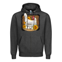 Perched Chicken With Sunflowers Leopard Background Zipper Hoodie | Teevron