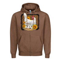 Chestnut perched chicken with sunflowers leopard background Zipper Hoodie - LillyAllenDesigns