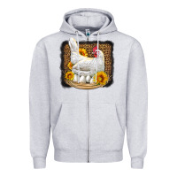 Heather Grey perched chicken with sunflowers leopard background Zipper Hoodie - LillyAllenDesigns