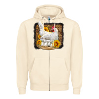 Sandshell perched chicken with sunflowers leopard background Zipper Hoodie - LillyAllenDesigns