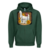 Sports Green perched chicken with sunflowers leopard background Zipper Hoodie - LillyAllenDesigns