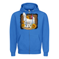 True Royal perched chicken with sunflowers leopard background Zipper Hoodie - LillyAllenDesigns
