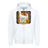 White perched chicken with sunflowers leopard background Zipper Hoodie - LillyAllenDesigns